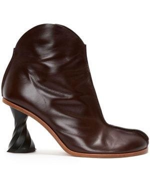 JW Anderson Twisted-Heel Leather Ankle Boots - Brown