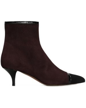 Roberto Festa Serelit Patent-Trim Suede Ankle Boots - Brown