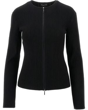 Emporio Armani リブ カーディガン - ブラック