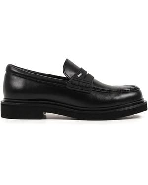 Karl Lagerfeld Logo Leather Loafers - Black
