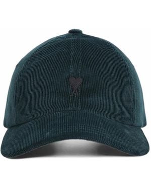 Ami Paris Corduroy Logo Cap - Blue