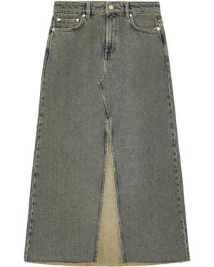 Ganni Long Denim Skirt - Green