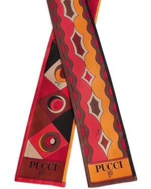 PUCCI Pañuelo De Seda Estampada Y Sarga - Rojo