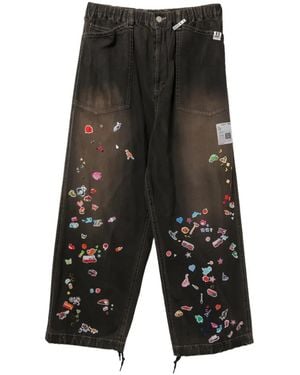 Maison Mihara Yasuhiro All-Over Graphic Print Jeans - Grey