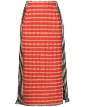 YANYAN KNITS Falda con detalle fruncido - Rojo