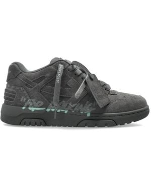 Off-White c/o Virgil Abloh Out Of Office "For Walking" Suede Lace-Up Trainers - Grey
