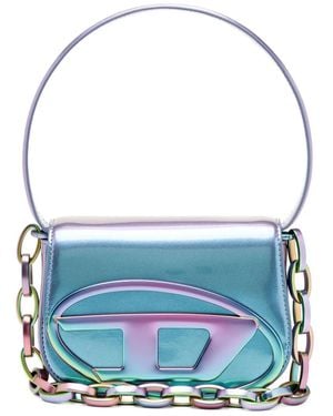 DIESEL 1DR-Iconica borsa a spalla con effetto iridescente - Blu