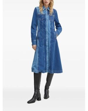 Stine Goya Panelled Midi Shirt Dress - Blue