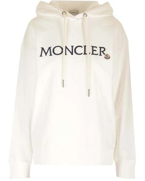 Moncler Katoenen Hoodie Met Geborduurd Logo - Wit