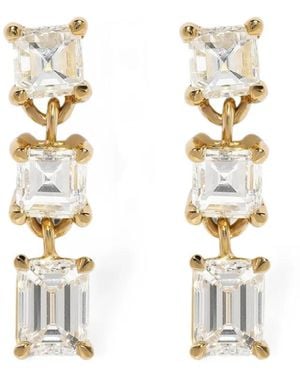Azlee Illusion Carre Diamond Earrings - White