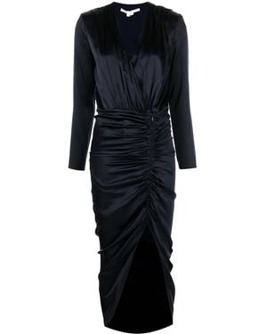 Veronica Beard Cameri Ruched Long-Sleeve Midi Dress - Black