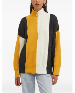 Moschino Stripe Zip Knitwear - Yellow