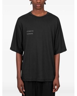 Optimistic Runners Logo-Print T-Shirt - Black