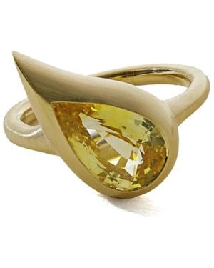 Jewels Aficionado 18Kt Geelgouden Mika Ring Met Saffier - Metallic