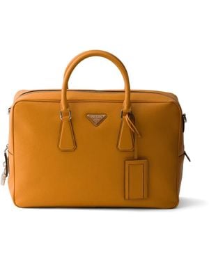 Prada Saffiano Leather Work Bag - Orange