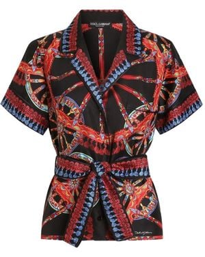 Dolce & Gabbana Vanity Hemd Aus Seidentwill Mit Carretto-Print - Rot