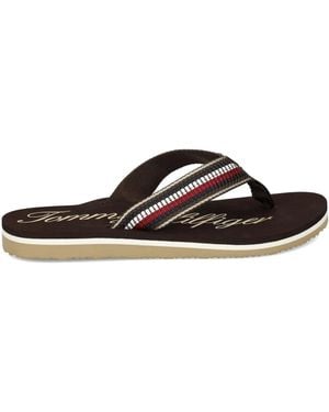 Tommy Hilfiger Signature Tape Flip-Flops - Brown