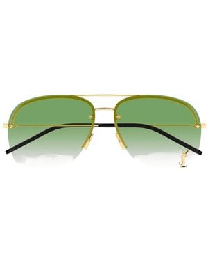 Saint Laurent Classic 11 M Pilot-Frame Sunglasses - Green