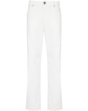 Balmain Vaqueros rectos con logo bordado - Blanco