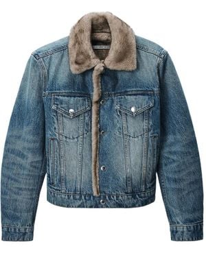 Alexander Wang Denim Jacket W/ Faux Mink Lining - Blue