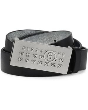 MM6 by Maison Margiela Numeric Buckle Leather Belt - Grey