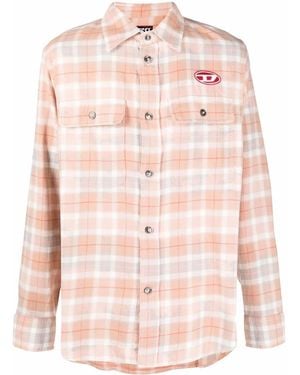 DIESEL Logo-Patch Patterned Shirt - Pink