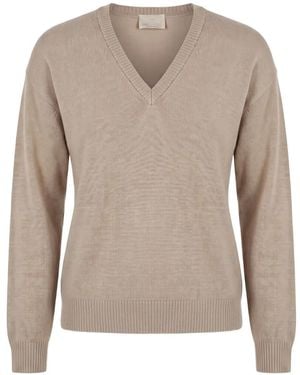 Drumohr Fine-Knit V-Neck Sweater - Natural