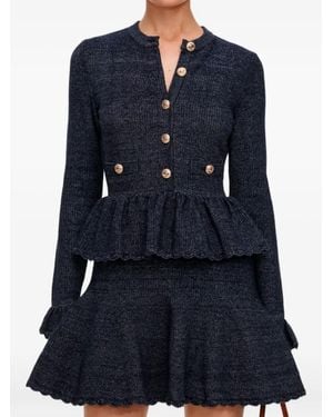Self-Portrait Textured-Knit Mini Dress - Blue