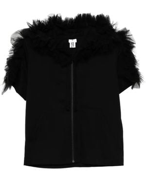 Noir Kei Ninomiya Ruffled Hooded T-Shirt - Black