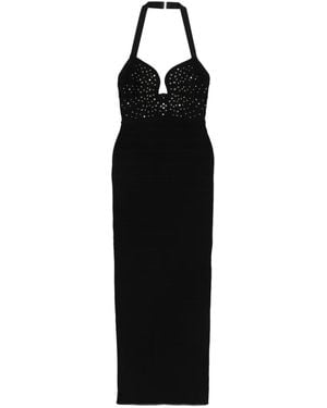 Hervé Léger Reina Gown Embellished Halter-Neck Midi Dress - Black