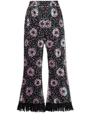 Anna Sui Cropped Sequin-Embellished Pants - Blue