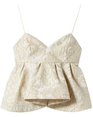 La DoubleJ Floral-Lace Peplum Top - Natural