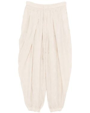 Julius Drawstring-Waist Draped Tucks Trousers - White