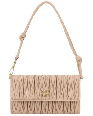 Miu Miu Matelassé Quilted Nappa Leather Wallet - White