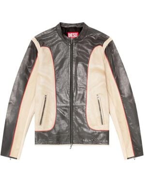 DIESEL L-Evert Leather Biker Jacket - Natural
