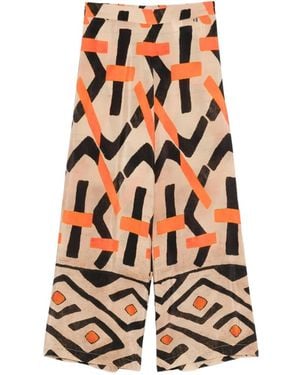 Dixie Patterned Palazzo Pants - White