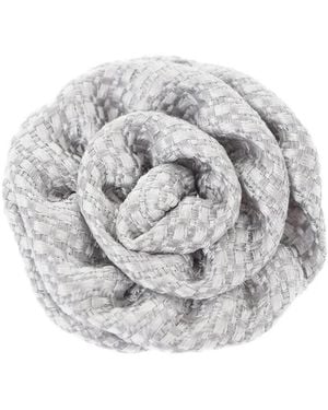 Corneliani Embroidered Silk-Lapel Pin - Grey