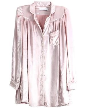 JULIE KEGELS Velvet Button-Down Shirt - Pink