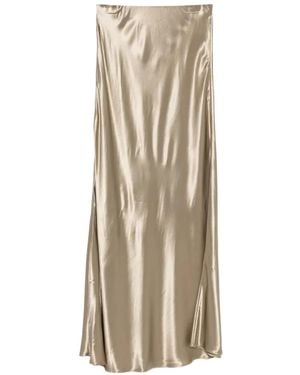 Erika Cavallini Semi Couture Satin-Finish Maxi Skirt - Natural