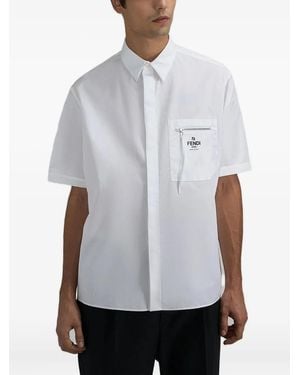 Fendi T-Shirt mit Reißverschlusstasche - Weiß