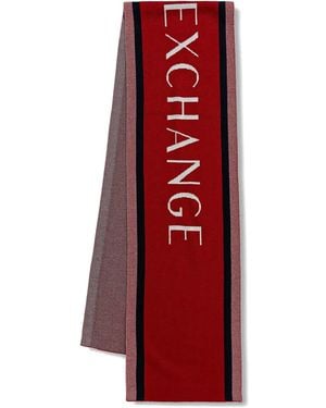 ARMANI EXCHANGE Stripes-Detail Scarf - Red