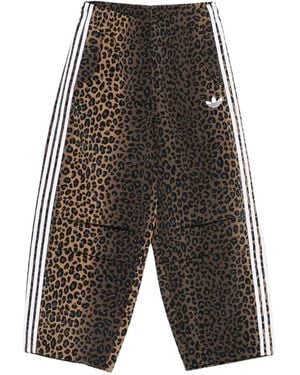 adidas Leopard-Print Three-Stripe Track Pants - Gray