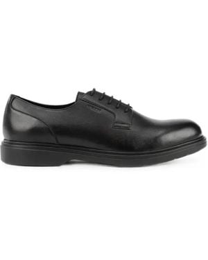 Geox Lace-Up Fastening Leather Derby Shoes - Black