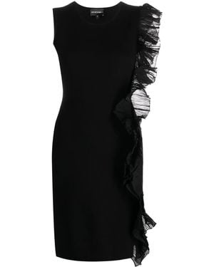 Emporio Armani Ruffle-Detail Asymmetric Minidress - Black