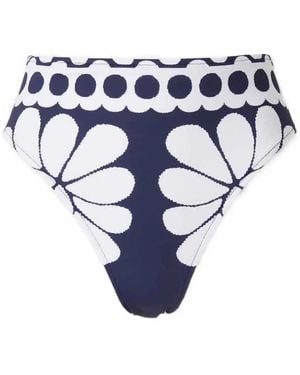 FARM Rio Floral-Print High-Waisted Bikini Bottoms - Blue
