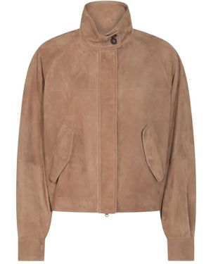 Brunello Cucinelli Suede Bomber Jacket - Brown