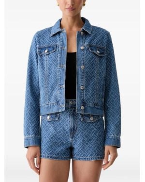 Morgan Monogram-Jacquard Denim Jacket - Blue
