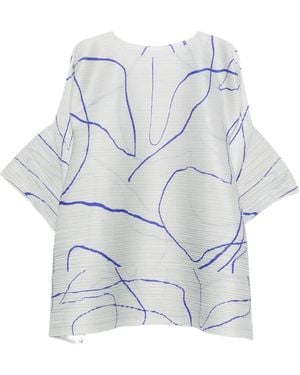 Pleats Please Issey Miyake Abstract-Pattern Top - White
