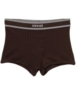 Versace Logo-Waistband Trunks - Brown