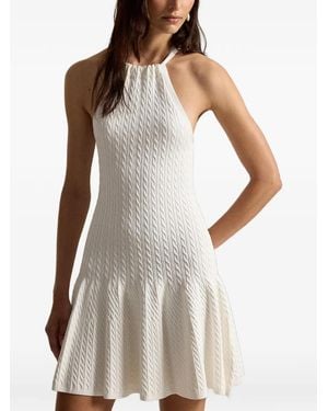 Polo Ralph Lauren Mini Cable-Knit Halterneck Dress - White
